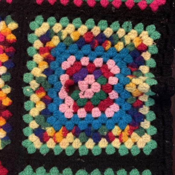 Handmade Granny Afghan Crochet Throw Blanket Multicolor Squares￼ 42x52 - Picture 3 of 3